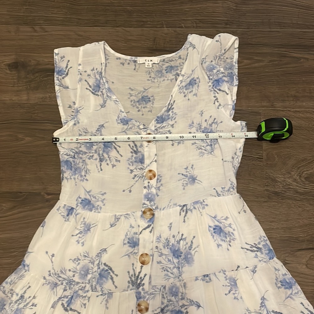 Women’s E&M White & Blue Floral Dress, Size S - Picture 3 of 6
